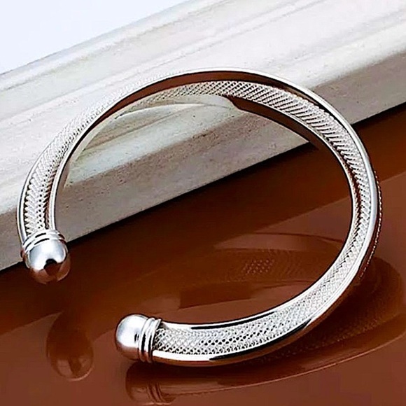 Sterling Silver Mesh Bangle Cuff Bracelet - Picture 7 of 12